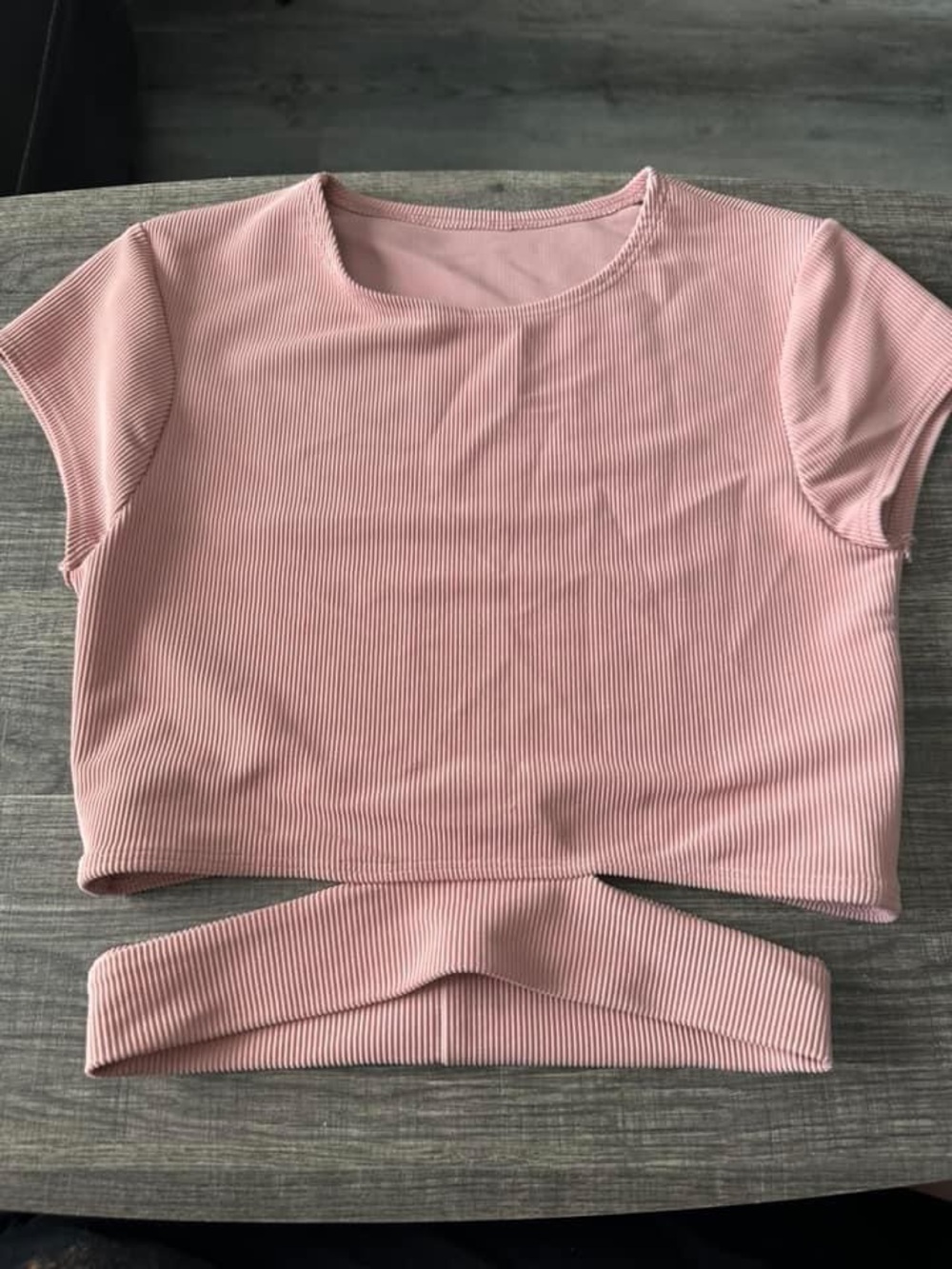 Five Dance Wear. Ribbed Pink Crop Top with Wrap Detail